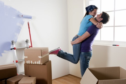 Office furniture and equipment prepared for a move in West London