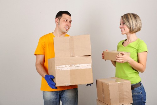 Packed household items ready for transport during a Holland Park move